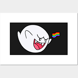 Ghost with Pride Flag Posters and Art